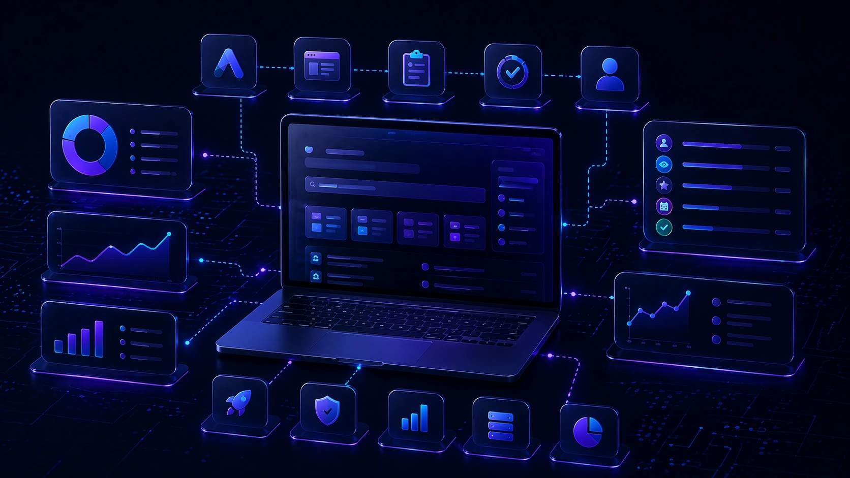 HilDes recruitment job portal illustration featuring scalable hiring platform, applicant tracking system, lead generation funnel, qualified candidate management, analytics dashboard, and high-volume recruitment automation.